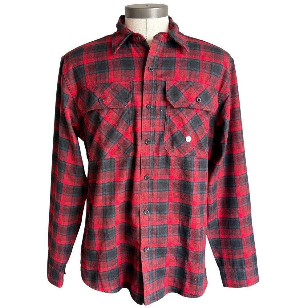 Eddie Bauer Plaid Flannel Shirt Men’s Medium Red Button Down NWT